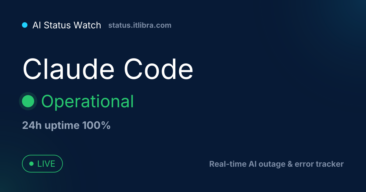 Claude Codeは今落ちてる？障害・エラー速報【リアルタイム稼働状況】